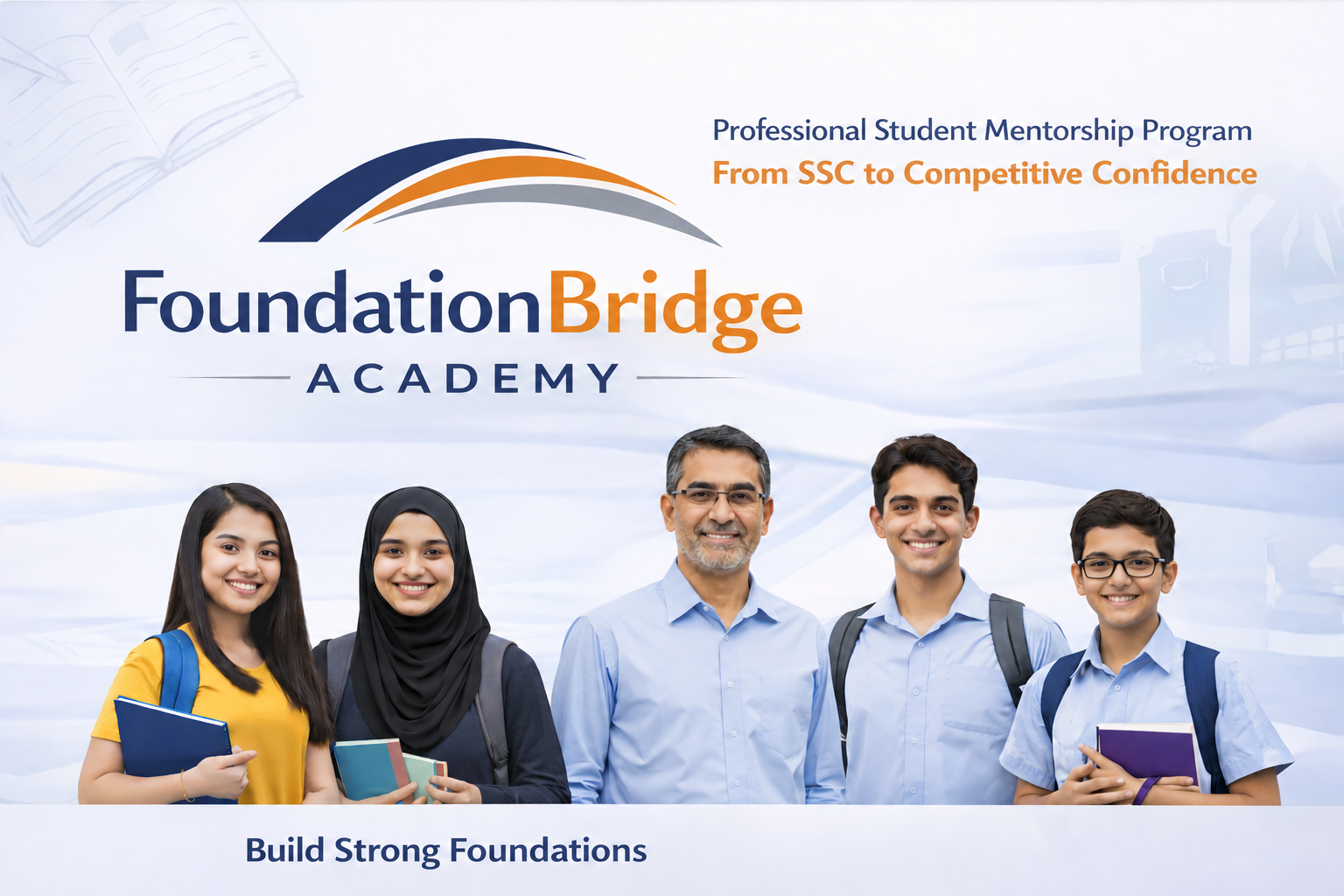 FoundationBridge Academy — Professional Student Mentorship Program. From SSC to Competitive Confidence. Build Strong Foundations.